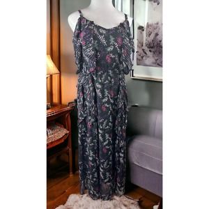 NWT Lane Bryant Floral Tiered Ruffle Off-The-Shoulder Maxi Dress Plus Size 24 P